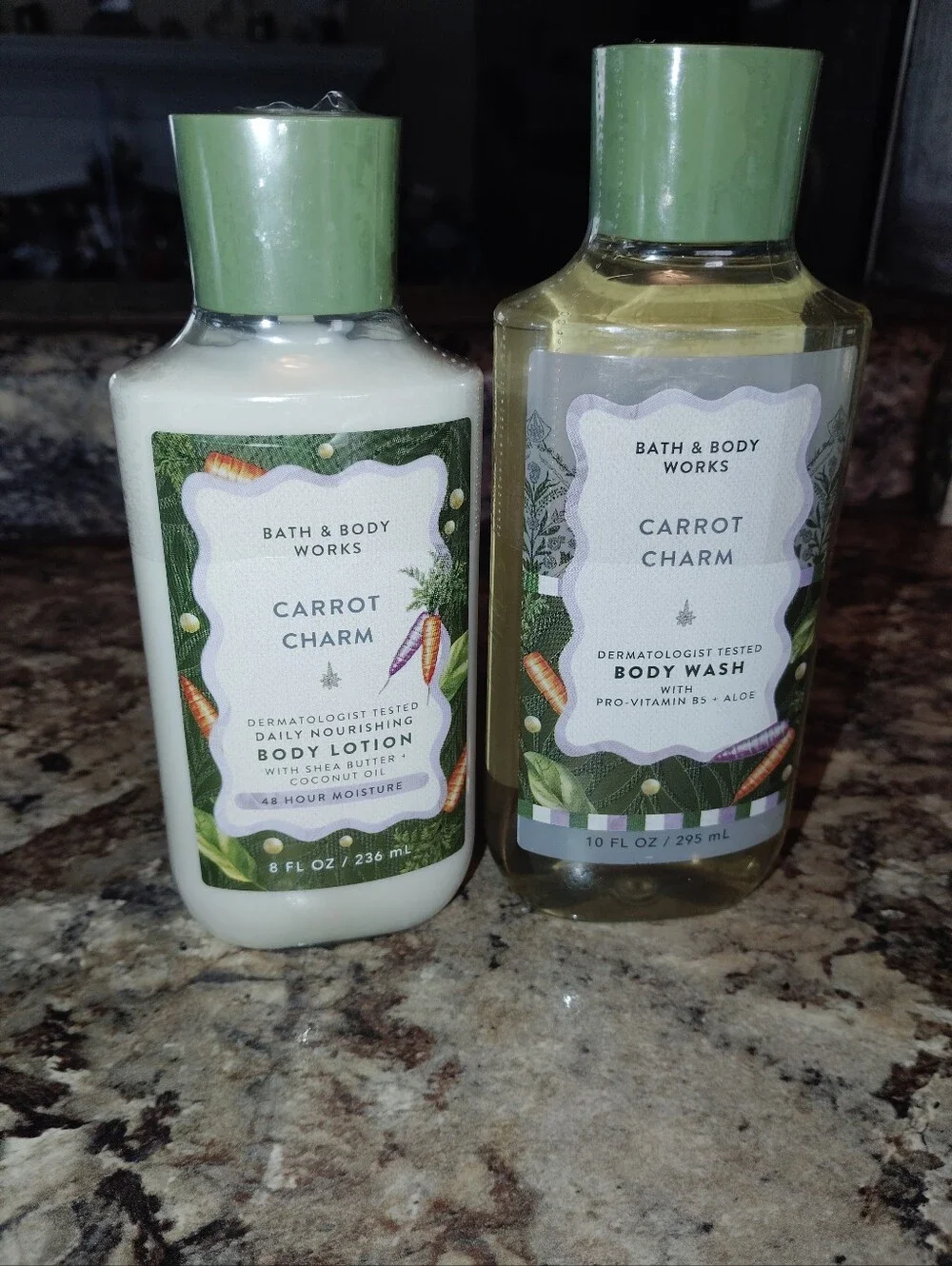 Bath & Body Works Carrot Charm Body Wash & Lotion Set - Green New
